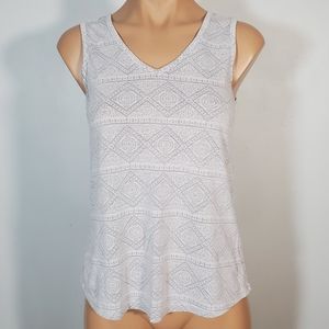 Awake White Geometric Pattern Tank Top